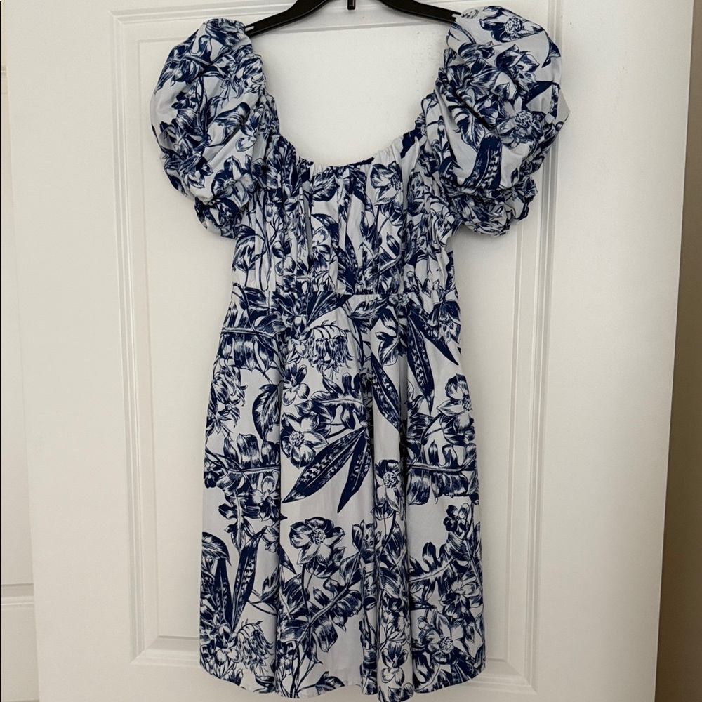 Abercrombie & Fitch White and Blue Floral Mini Dress